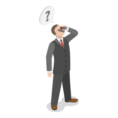 Businessman Looking on Opposite Directions while getting Bad Communication  Illustration