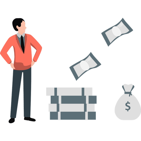 Businessman looking profit money  Illustration