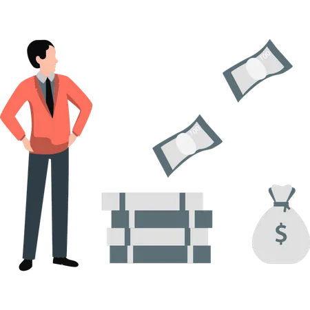 Businessman looking profit money  Illustration