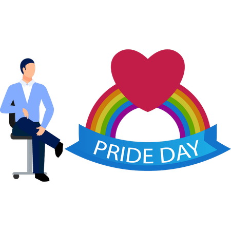 Businessman looking rainbow pride day  Illustration