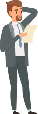 Character Businessman Various Action Poses Illustration