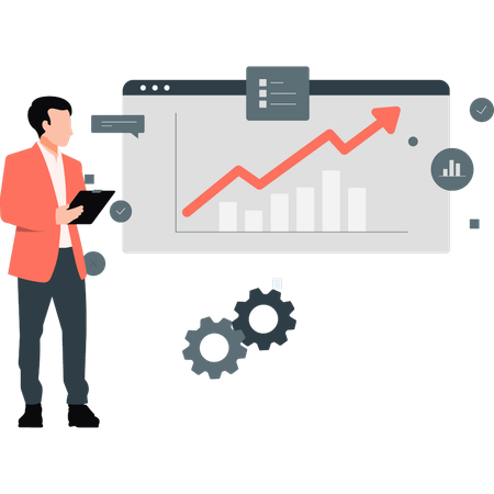 Businessman looking rising graph  Illustration