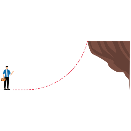 Businessman looking  red lines which leading to top of mountain  Illustration