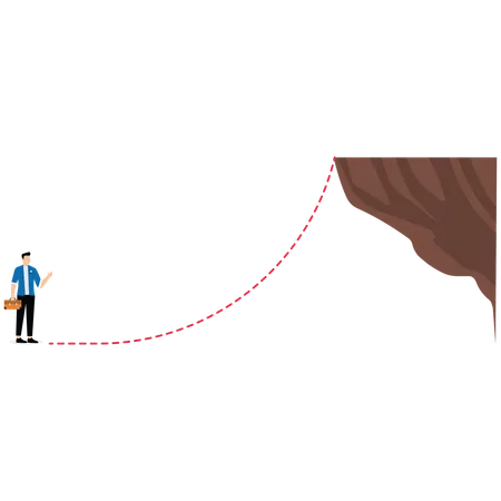 Businessman looking  red lines which leading to top of mountain  Illustration