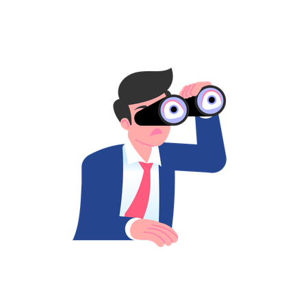 Businessman looking through binoculars  Illustration