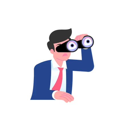 Businessman looking through binoculars  Illustration