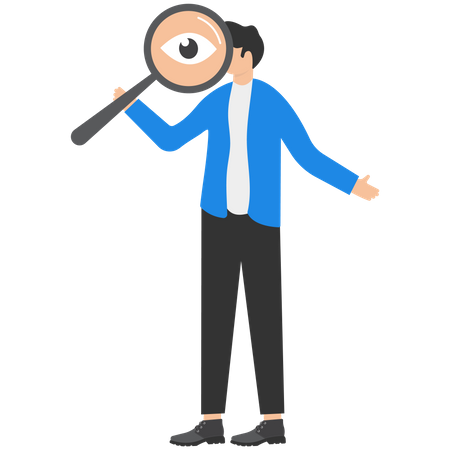 Businessman looking through magnifying glass  Illustration