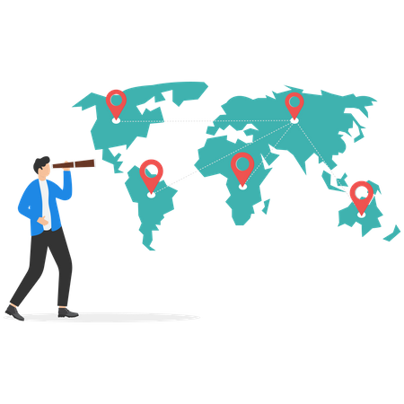 Businessman looking through telescope for new business development  Illustration