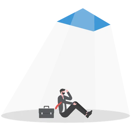 Businessman looking up at a ladder solution  Illustration