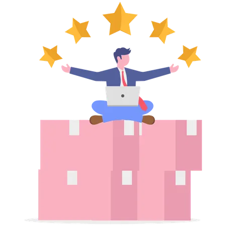 Businessman looks at customer review  Illustration
