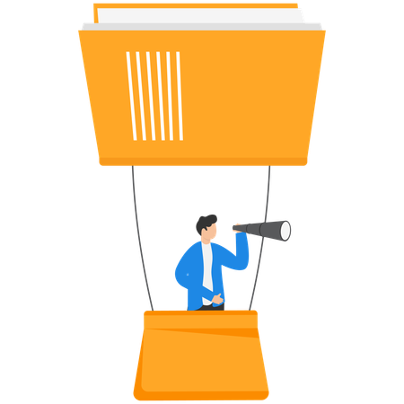 Businessman looks for business folder  Illustration