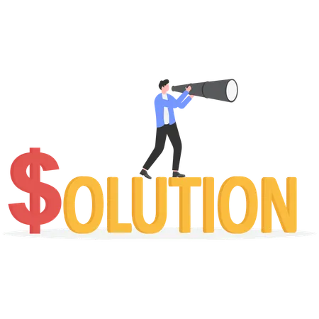 Businessman looks for business solutions  Illustration