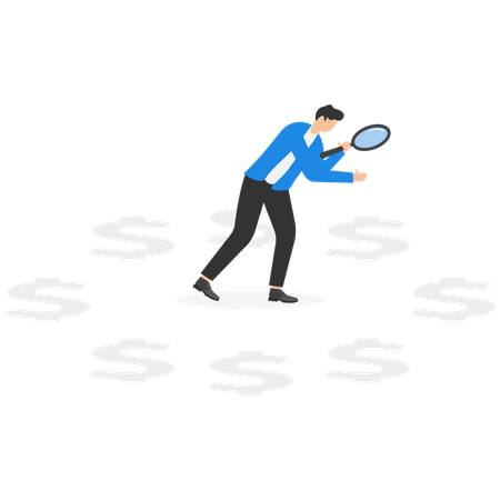 Businessman looks for lost thing  Illustration