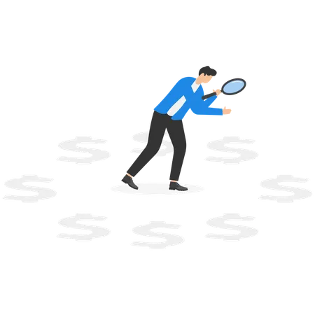 Businessman looks for lost thing  Illustration