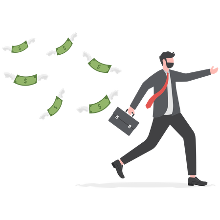 Businessman loosing his money  Illustration