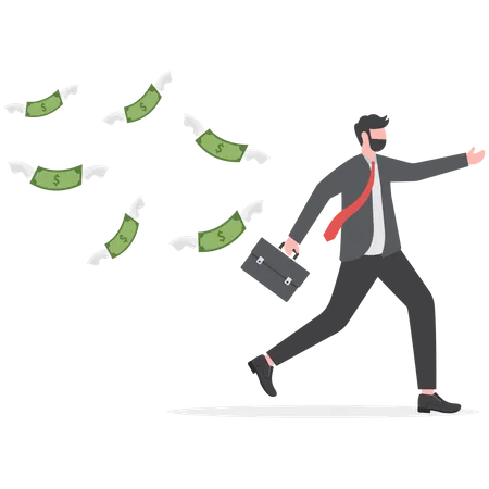 Businessman loosing his money  Illustration