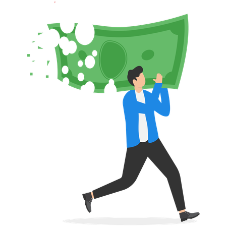 Businessman losing invested money because of financial crisis  Illustration