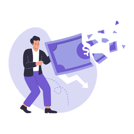 Businessman losing money  Illustration