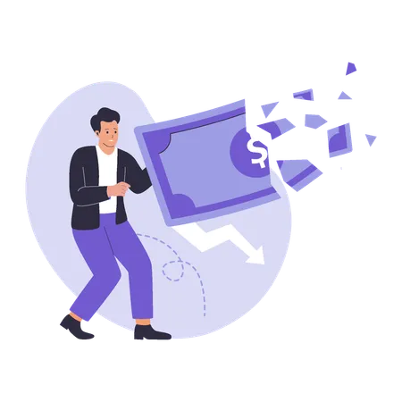 Businessman losing money  Illustration