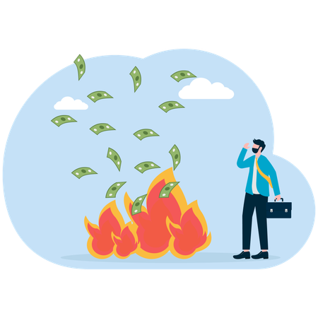 Businessman losing money  Illustration