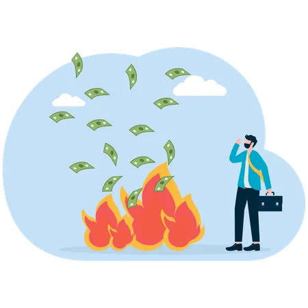 Businessman losing money  Illustration