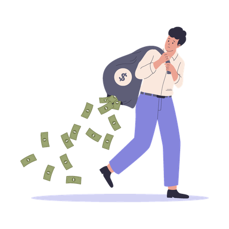 Businessman losing money  Illustration