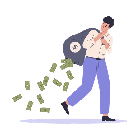 Businessman losing money  Illustration