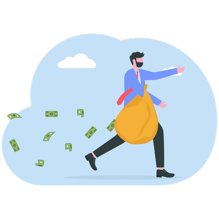 Businessman losing money investment  Illustration