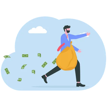 Businessman losing money investment  Illustration