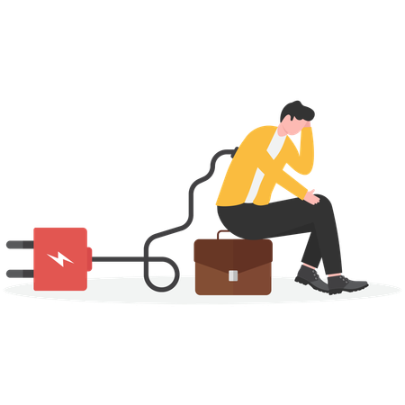 Businessman lost plug power and energy  Illustration