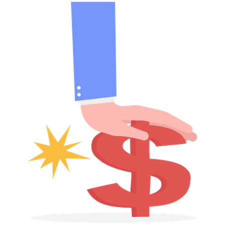 Businessman lowering business inflation  Illustration