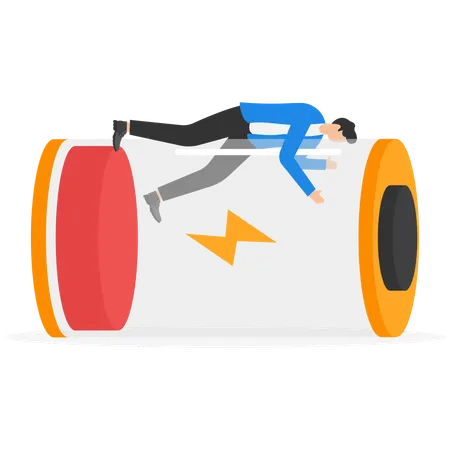 Charge Energy Power Business Lying Down Battery Concept Illustration