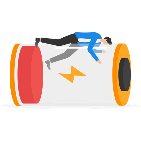 Businessman lying down battery  Illustration