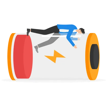 Businessman lying down battery  Illustration