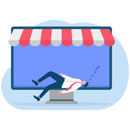 Businessman lying on business screen  Illustration