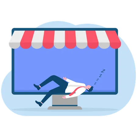 Businessman lying on business screen  Illustration