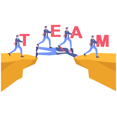 Businessman lying while working with team  Illustration