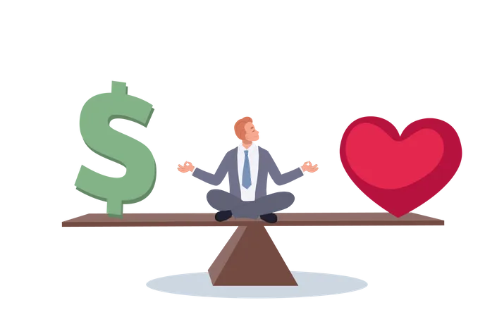 Businessman maintain balance between health and money  Illustration