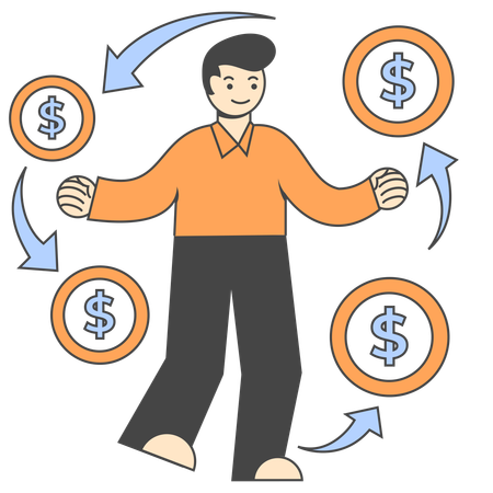 Businessman maintains cash flow  Illustration
