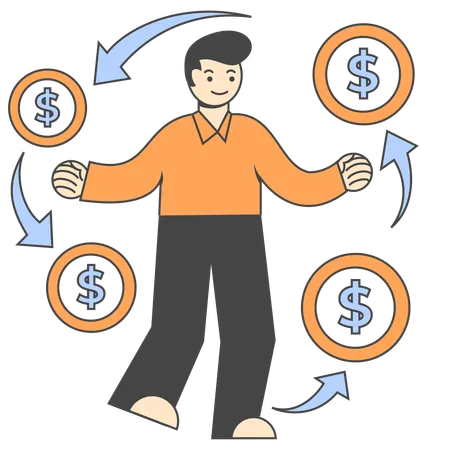 Businessman maintains cash flow  Illustration