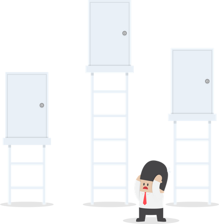 Businessman make a decision to choosing the right door  Illustration