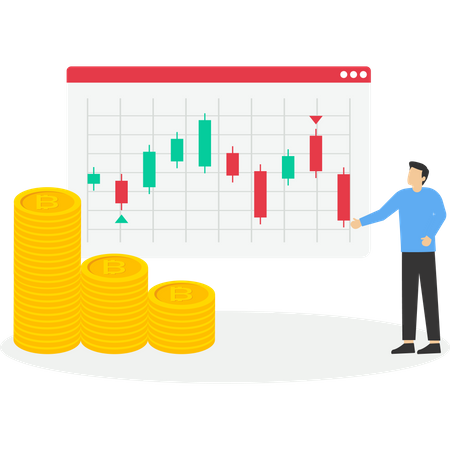 Businessman make more profits by buying stock market  Illustration