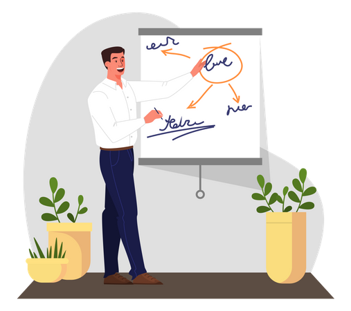 Businessman make presentation at office  Illustration