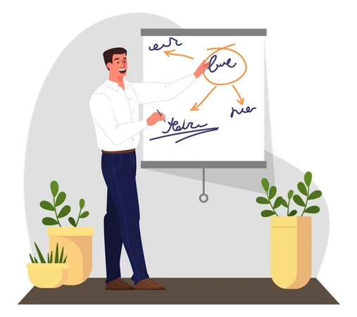 Businessman make presentation at office  Illustration