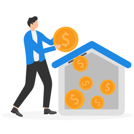 Businessman Make savings plan to buy  home or home loan  Illustration