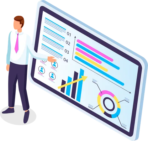 Businessman Makes A Presentation Of A Statistical Report  Illustration