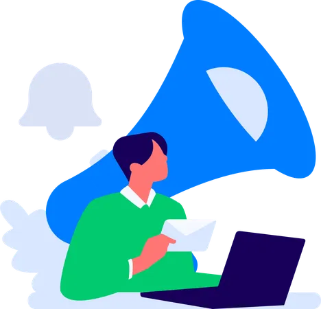 Businessman makes transaction announcement  Illustration