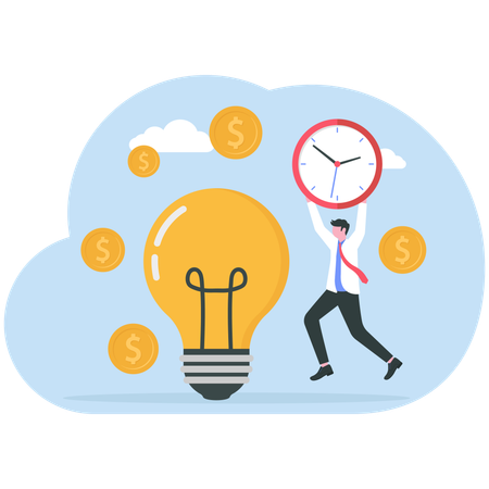 Businessman Making and Earn Money with Great Business Idea  Illustration