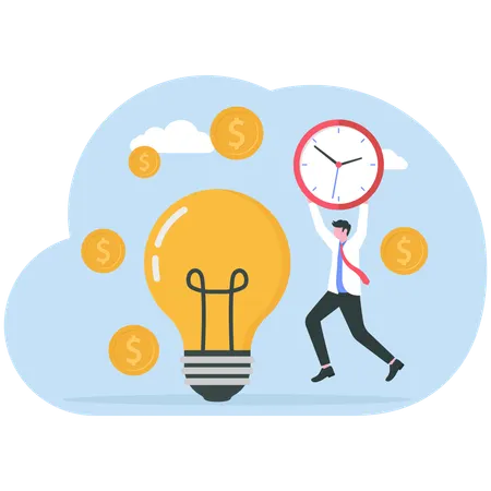 Businessman Making and Earn Money with Great Business Idea  Illustration
