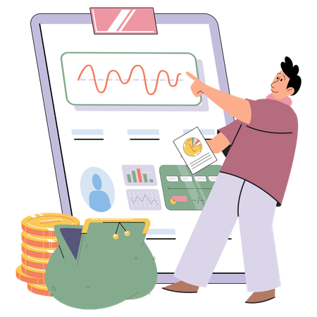 Businessman making budget plan  Illustration